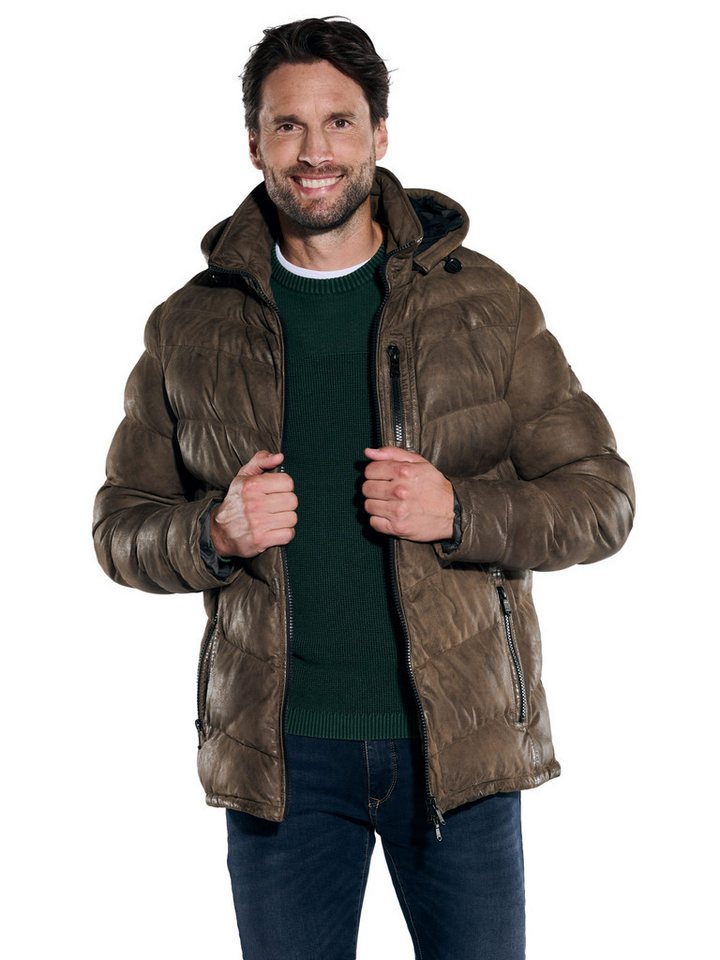Engbers Lederjacke engbers Herren Lederjacke mit Kapuze, Dunkelbraun von Engbers