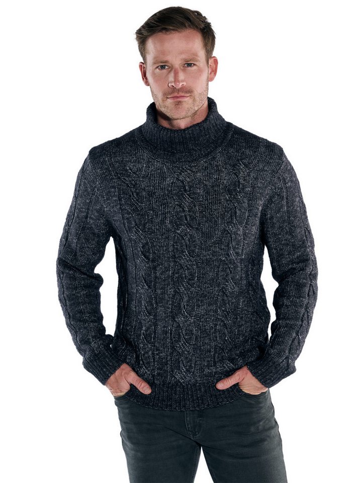 Engbers Rollkragenpullover engbers Herren Rollragen-Pullover mit Zopfmuster, Saphirblau von Engbers