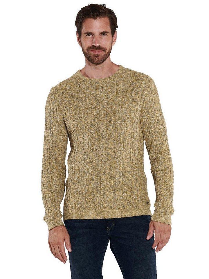 Engbers Rundhalspullover engbers Herren Pullover strukturiert, Gelb von Engbers