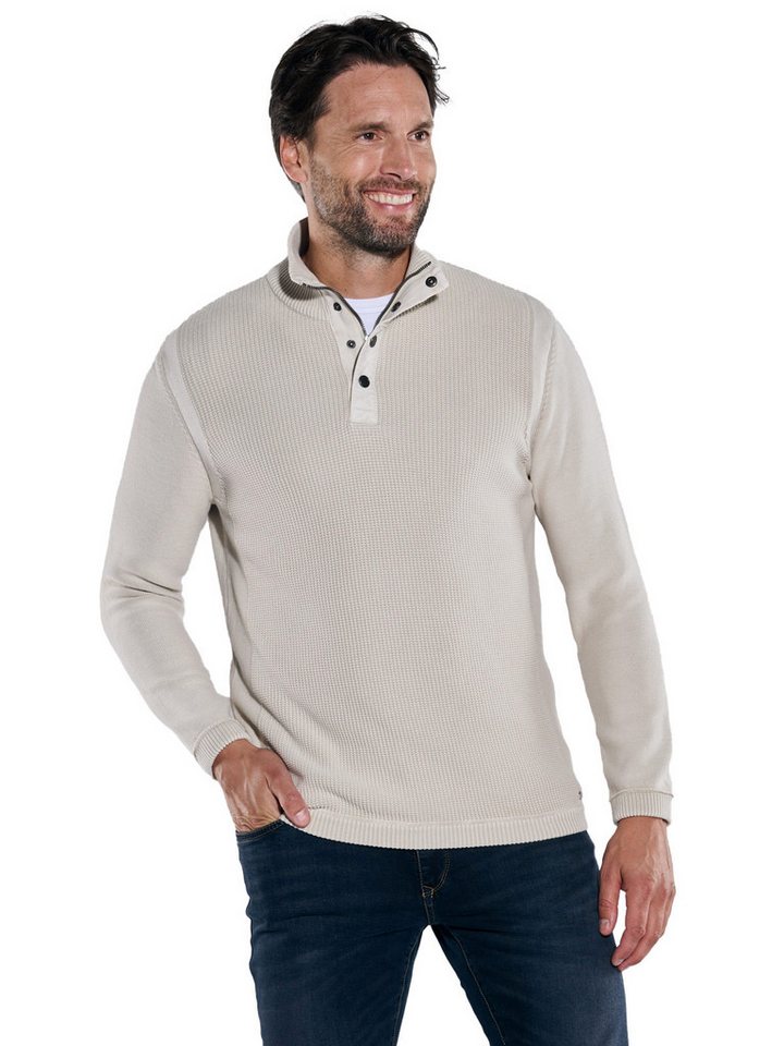 Engbers Stehkragenpullover engbers Herren Strickpullover mit Troyerkragen, Braunbeige von Engbers
