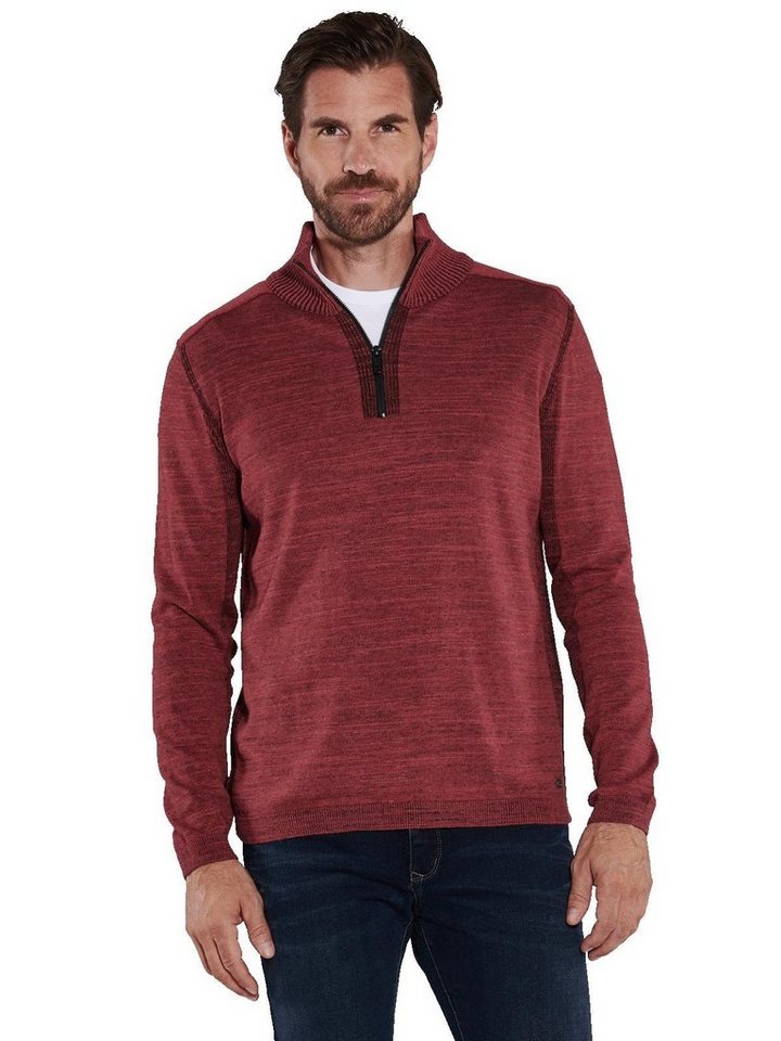 Engbers Stehkragenpullover engbers Herren Pullover mit Troyerkragen, Rot von Engbers