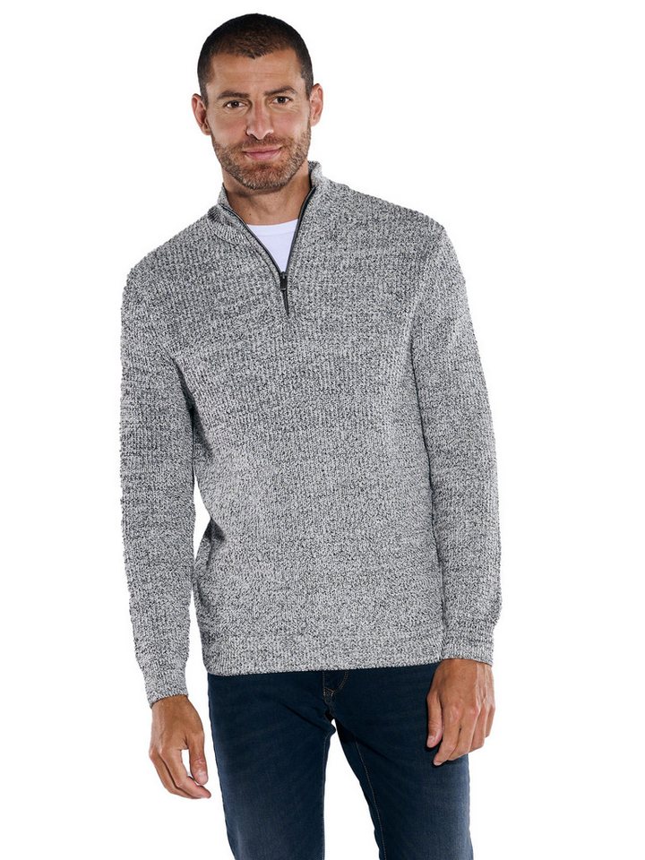 Engbers Stehkragenpullover engbers Herren Pullover mit Troyerkragen, Schwarz von Engbers
