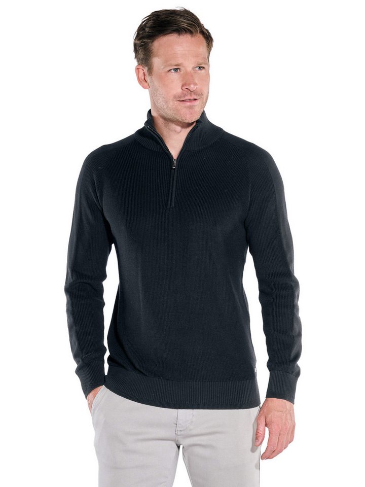 Engbers Stehkragenpullover engbers Herren Pullover mit Troyerkragen, Schwarz von Engbers