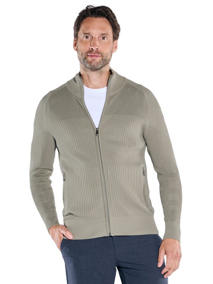 Engbers Strickjacke engbers Herren Strickjacke mit Strukturwechsel, Gruen von Engbers