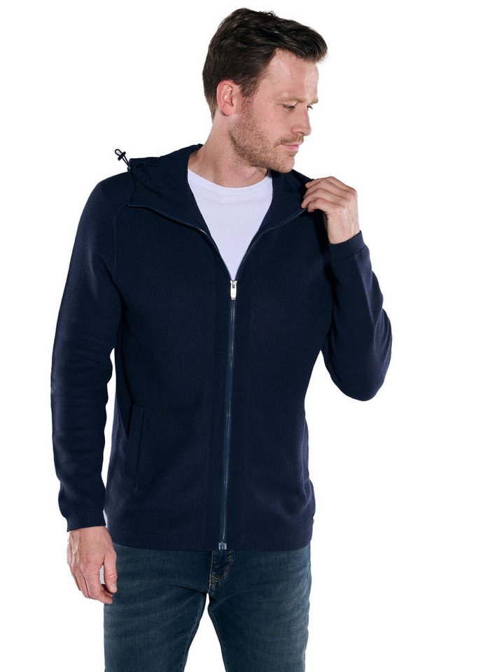 Engbers Strickjacke engbers Herren Strickjacke mit Kapuze, Saphirblau von Engbers