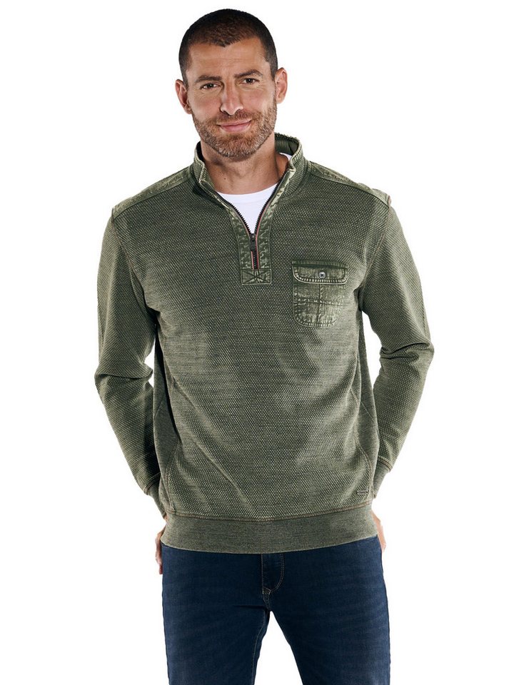 Engbers Sweatshirt engbers Herren Sweatshirt mit Stehkragen, Khaki von Engbers