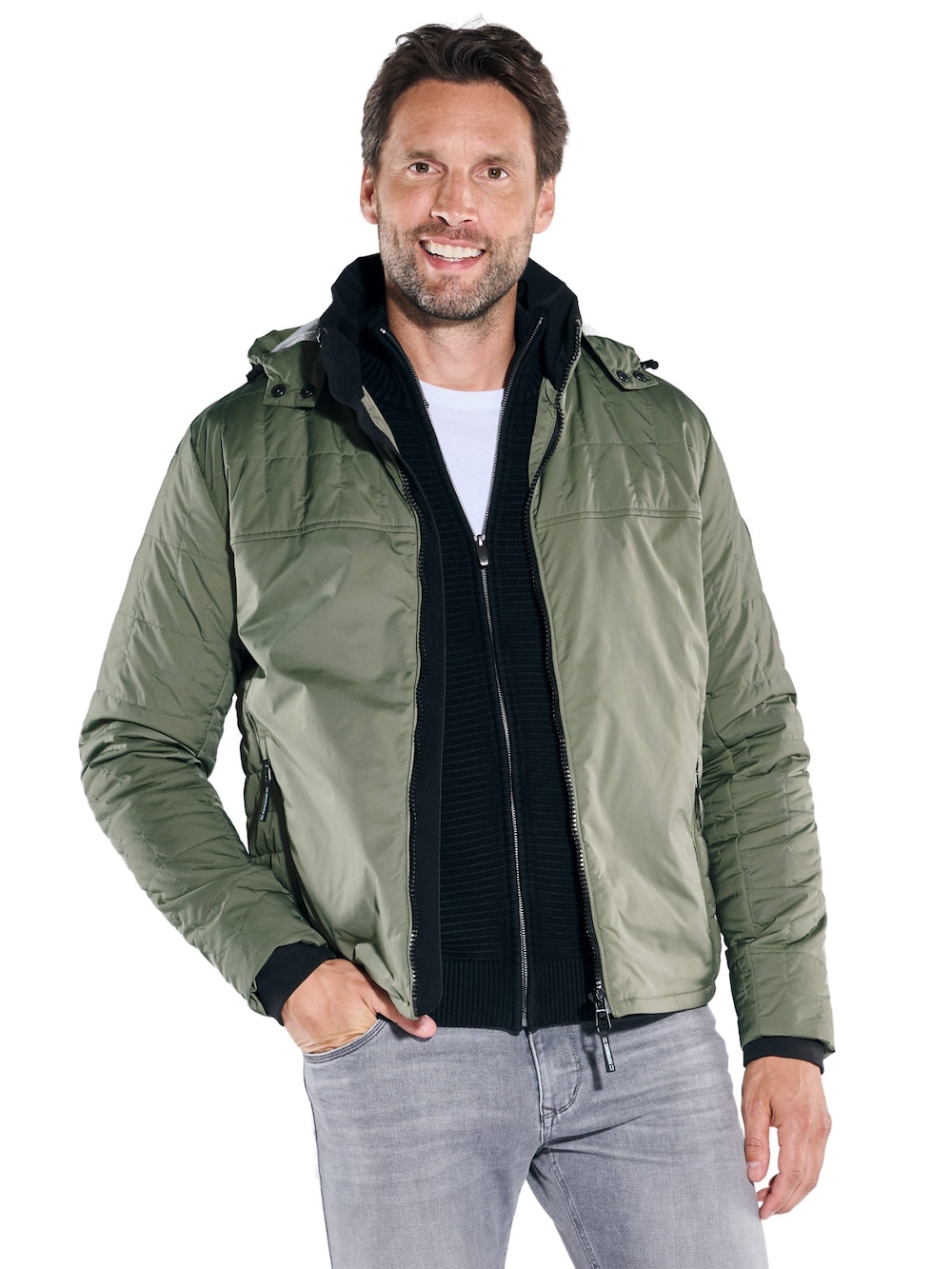 Große Größen Jacke mit abnehmbarer Kapuze, Herren, grau, Größe: 56, Polyester, Happy Size Men Große Größen Jacke mit abnehmbarer Kapuze, Herren, grau, Größe: 56, Polyester, Happy Size Men von Engbers