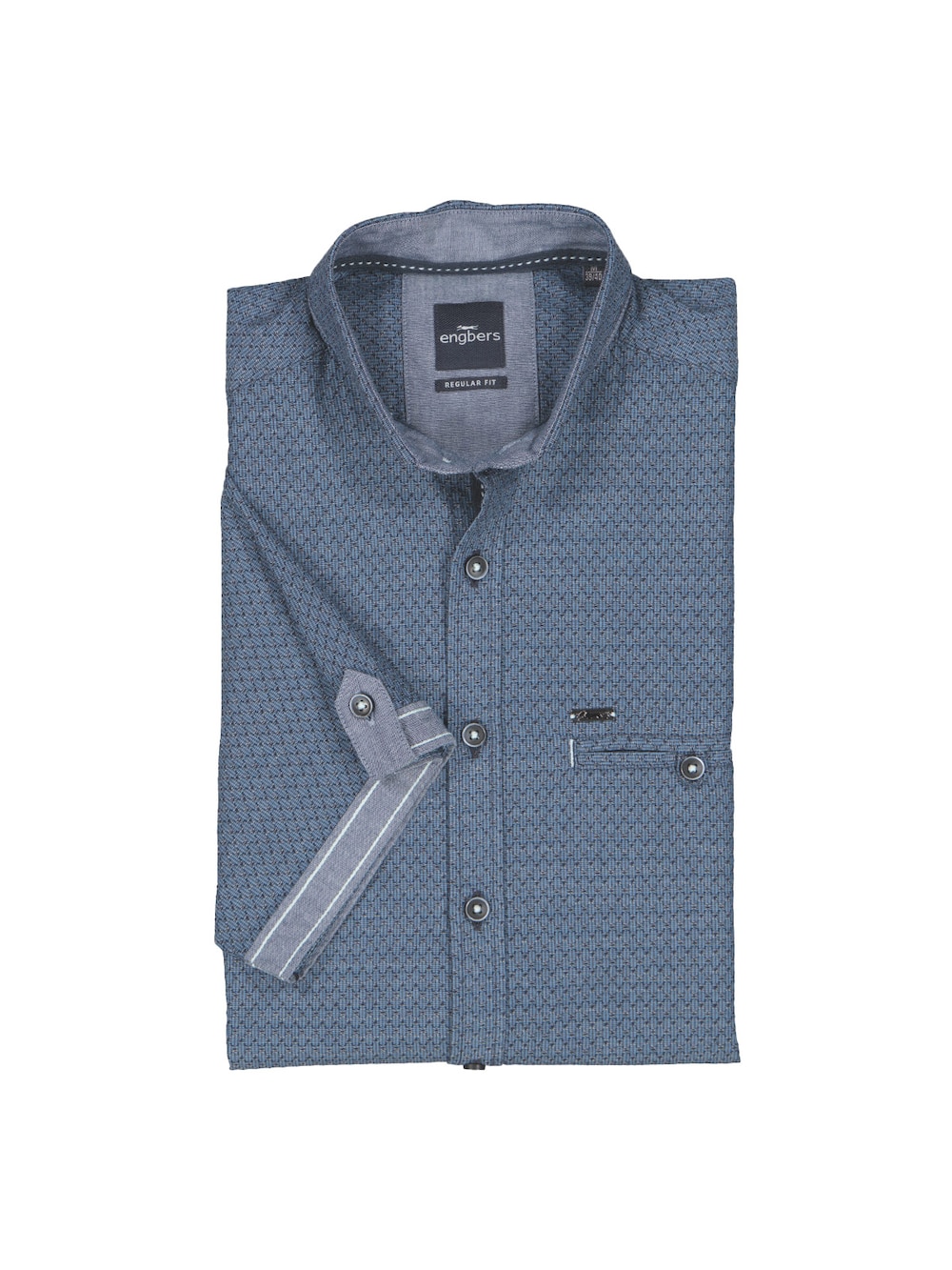 Große Größen Kurzarm-Hemd gemustert, Herren, blau, Größe: XL, Baumwolle, Happy Size Men von Engbers