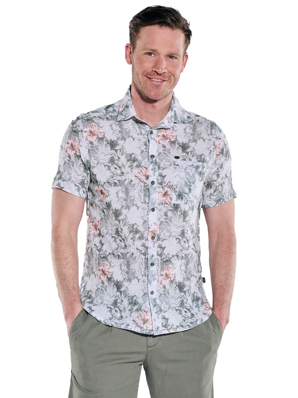 Große Größen Kurzarm-Hemd gemustert, Herren, grau, Größe: 3XL, Baumwolle, Happy Size Men von Engbers