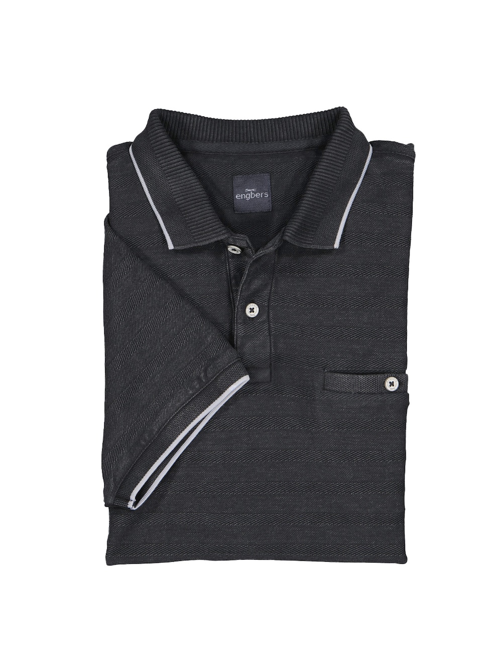 Große Größen Polo-Shirt gestreift, Herren, grau, Größe: XXL, Baumwolle, Happy Size Men von Engbers