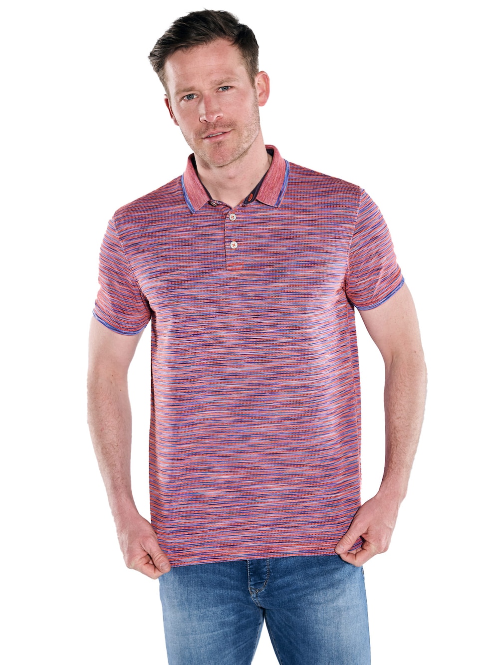 Große Größen Polo-Shirt meliert, Herren, rot, Größe: XL, Baumwolle, Happy Size Men von Engbers