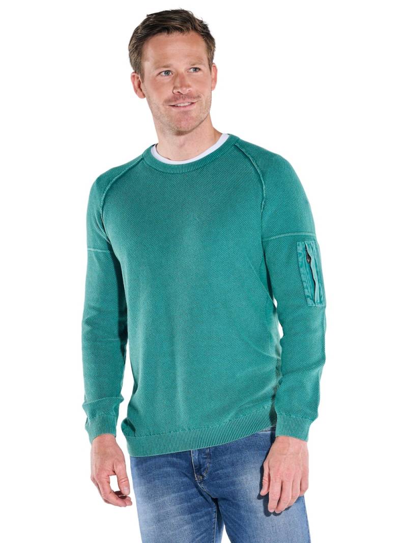 Große Größen engbers Herren Pullover strukturiert , Herren, türkis, Größe: L, Baumwolle, Happy Size DE Men von engbers