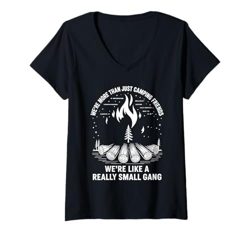 Damen More Than Camping Friends We're A Small Gang - T-Shirt mit V-Ausschnitt Damen More Than Camping Friends We're A Small Gang - T-Shirt mit V-Ausschnitt von Enge Wohnmobilfreundschaft im Freien