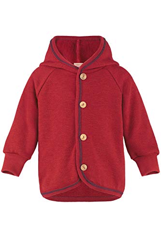 Engel Natur, Baby Frottee Jacke mit Kapuze, 100% Wolle (kbT) (50-56, Rot Melange) von Engel