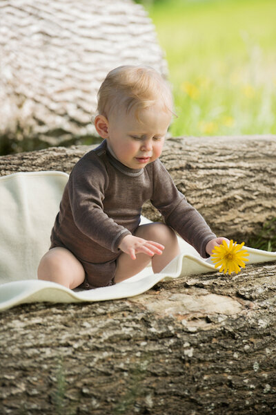 Baby Body langarm Wolle Seide walnuss | GOTS zertifiziert Engel Natur von Engel natur