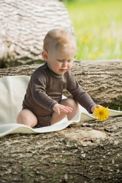 Baby Body langarm Wolle Seide walnuss | GOTS zertifiziert Engel Natur von Engel natur