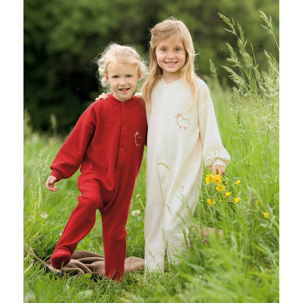 Engel natur Baby / Kinder Schlafanzug mit Fuß Schurwolle kbT von Engel natur
