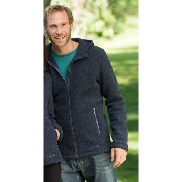 Engel natur Herren Fleece-Jacke mit Kapuze Bio-Schurwolle von Engel natur