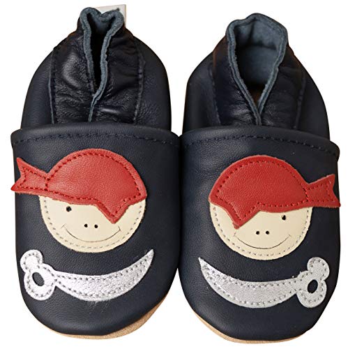 ENGEL + PIRATEN Krabbelschuhe Baby Leder Mädchen Jungen Babyschuhe Hausschuhe Kleinkind Weiche Lederschuhe Babyhausschuhe Lauflernschuhe Lederpuschen 18 19 20 21 22 23 24 25 26 EU von ENGEL + PIRATEN