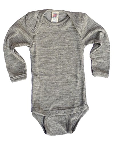 Engel Natur Baby Body Langarm, Wolle Seide, (Hellgrau Melange, Gr. 50/56) von Engel