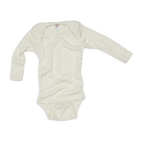 Engel Baby Body langarm, Wolle Seide, Natur (Natur, Gr. 74/80) von Engel