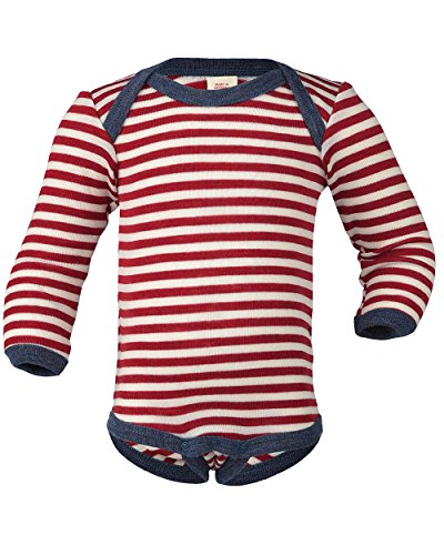 Baby Body langarm, Wolle maschinenw., Engel Natur, Rot Melange/Natur, Gr. 98/104 von Engel