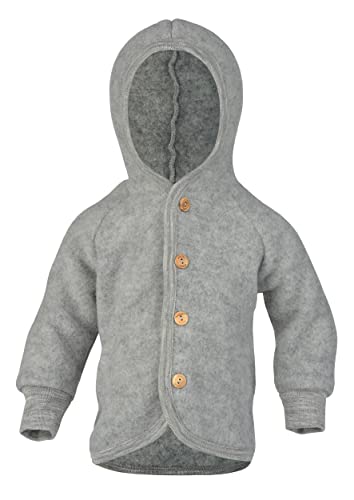 Engel Baby Jacke mit Kapuze Wollfleece, Hellgrau Melange, 62/68 von Engel