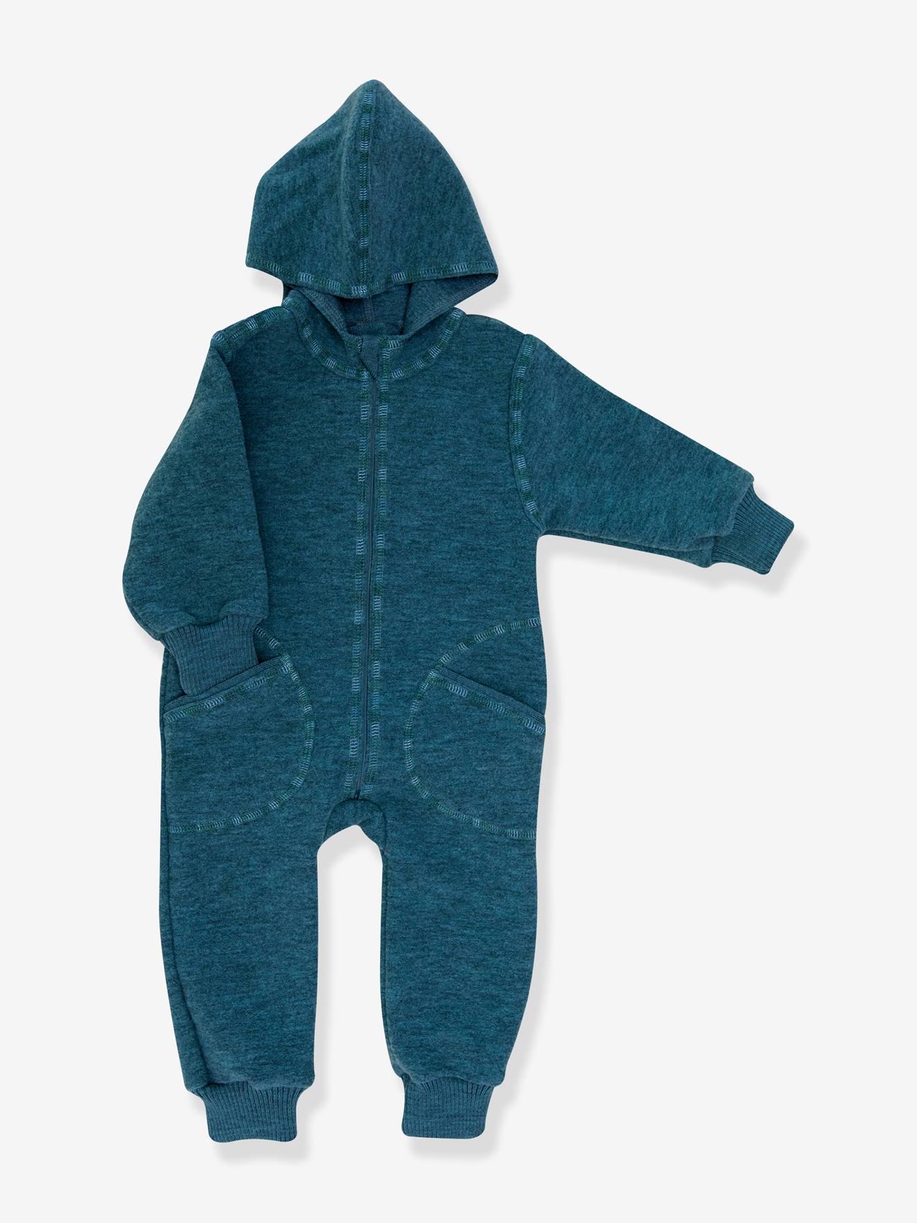 Baby Kapuzenoverall aus Schurwolle von Engel
