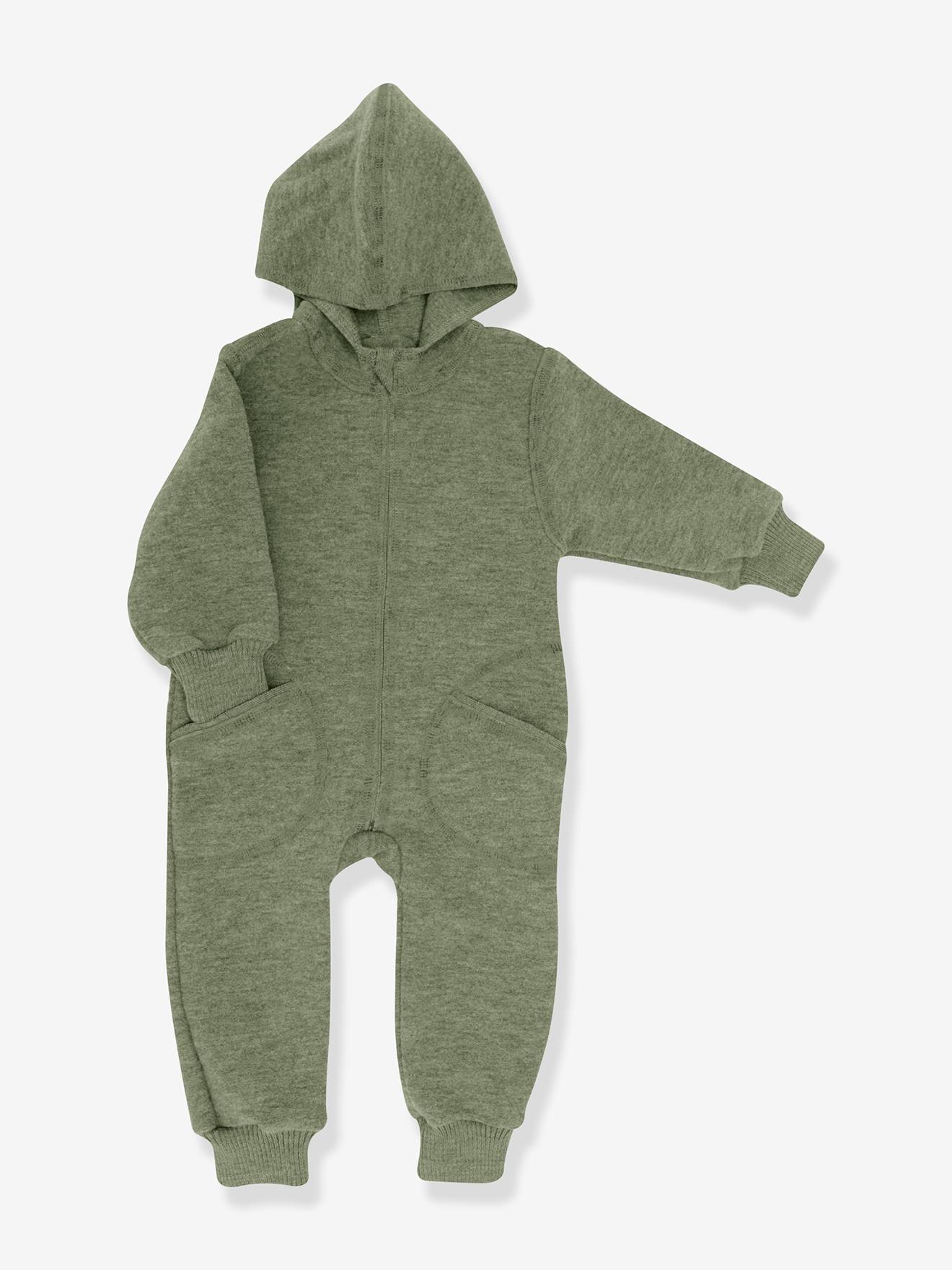 Baby Kapuzenoverall aus Schurwolle von Engel