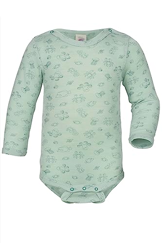 Engel, Baby Body langarm bedruckt, 70% Wolle (kbT), 30% Seide (pastel mint, 50-56) von Engel