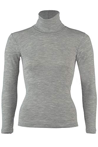 Engel, Damen Rollkragen Pullover, 70% Wolle (kbT), 30% Seide (42-44, Hellgrau Melange) von Engel