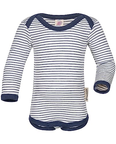 Engel Baby Body Langarm, 70% Wolle (kbT), 30% Seide, Natur (Natur/Marine, 62-68) von Engel