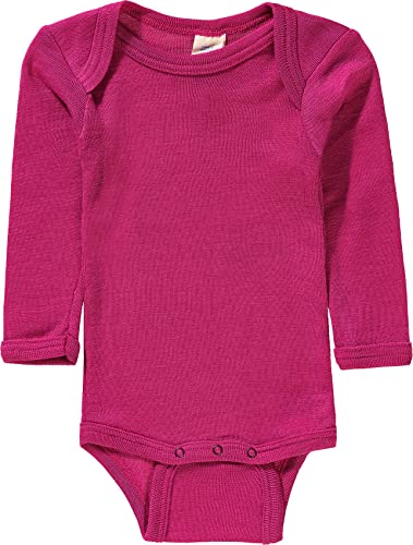 Engel Baby Body Langarm, Wolle Seide, Natur, 2 Farben, Gr. 50/56-110/116 (110/116, Himbeere) von Engel