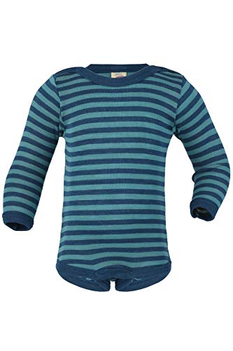 Engel Baby Body Langarm, Wolle und Seide, Eisvogel/Marine, 50-56 von Engel