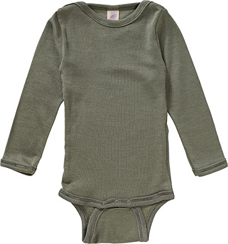 Baby Body Langarm, Wolle Seide, Engel, Olive, 50-56 von Engel