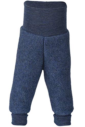 Baby Hose Fleece, 100% Schurwolle, Engel Natur mit Nabelbund, 62/68, Blau Melange von Engel
