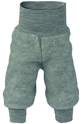 Baby Hose Fleece, 100% Schurwolle, Engel Natur mit Nabelbund, 62/68 cm, Hellgrau Melange von Engel