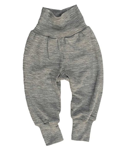 Engel Naturtextilien 703501-23 Bio Ã–ko Baby Hose breiter Bund Wolle Seide, Hellgrau Melange, Gr. 62/68 von Engel
