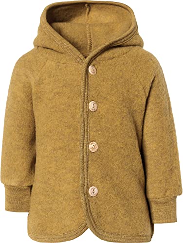 Engel Baby Jacke mit Kapuze Wollfleece, Safran Melange, 62/68 von Engel