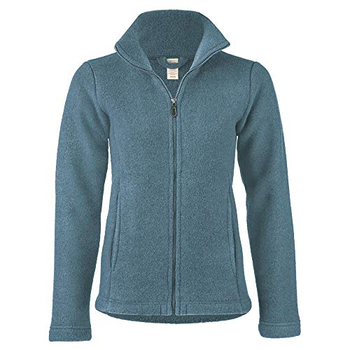 ENGEL Damen Fleece-Jacke mit Reißverschluss Bio-Schurwolle, Atlantik Melange, 34/36 von ENGEL