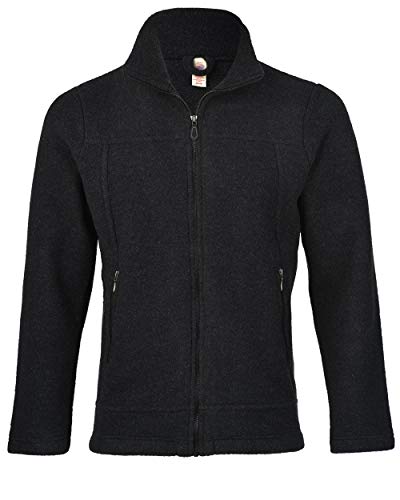 Engel Herren Fleecejacke, 100% Schurwolle (Schwarz Melange, Gr. 46-48 / M) von Engel