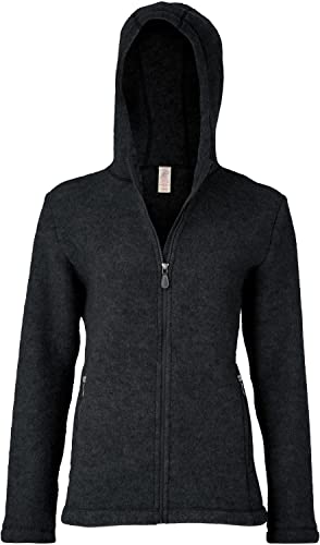 Engel Jacke mit Kapuze Merino Wollfleece Damen, 34-36/34/36, schwarz melange von Engel