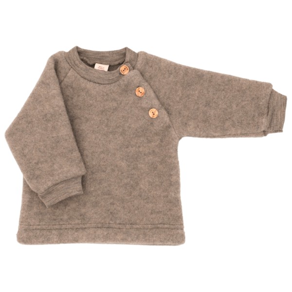 Engel - Kinder Raglanpullover mit Holzknöpfen - Wollpullover Gr 62/68 braun von Engel