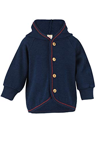 Engel Natur, Baby Frottee Jacke mit Kapuze, 100% Wolle (kbT) (62/68, Marine) von Engel