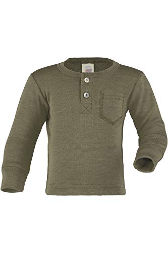 Engel Natur, Baby Shirt mit Knopfleiste, 70% Wolle (kbT), 30% Seide (110-116, Olive) von Engel