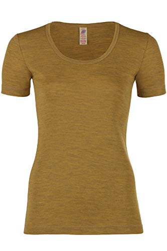 Engel Natur, Damen Shirt Kurzarm, 100% Wolle (kbT) (34-36, Safran) von Engel