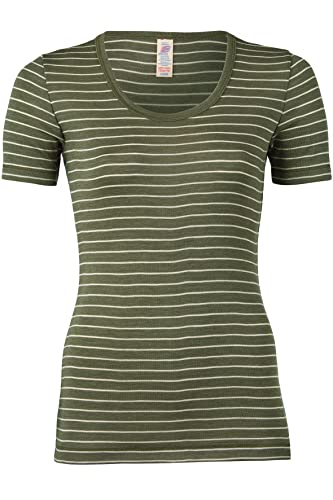 Engel Natur, Damen Shirt Kurzarm, 70% Wolle (kbT), 30% Seide (46-48, Olive/Natur) von Engel