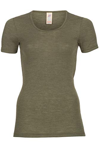 Engel Natur, Damen Unterhemd Kurzarm, 70% Wolle (kbT), 30% Seide (34-36, Olive) von Engel