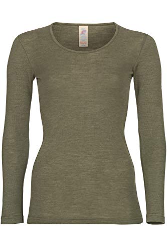 Engel Natur, Damen Unterhemd Langarm, 70% Wolle (kbT), 30% Seide (34-36, Olive) von Engel