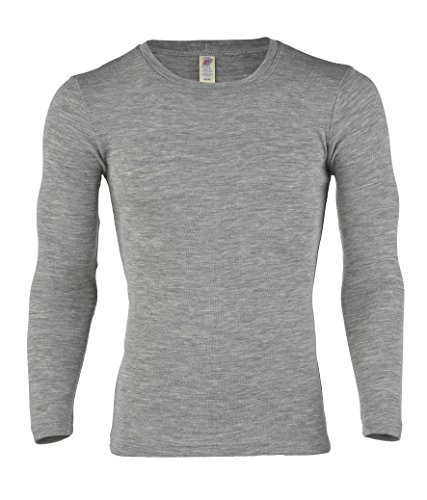 Engel Natur, Herren Shirt Langarm, Wolle & Seide, Hellgrau Melange, 46/48 von Engel